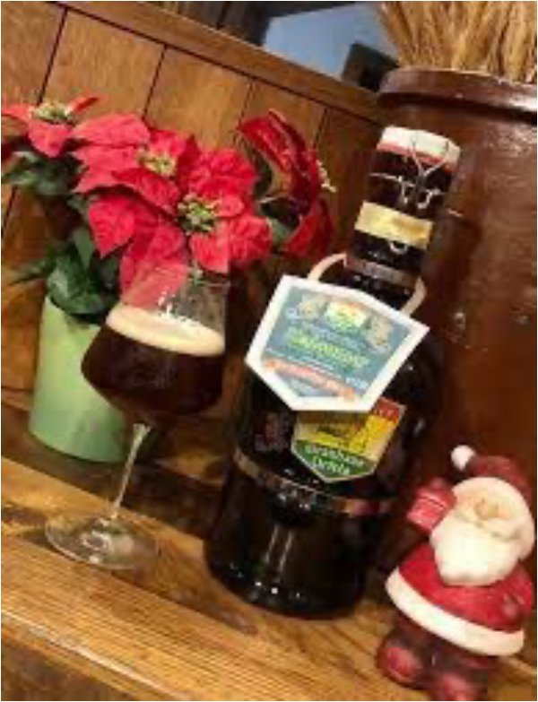 Weihnachtssiphon neben Bierglas